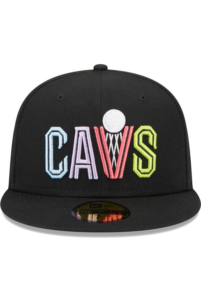 Men's New Era Black Cleveland Cavaliers Color Pack 59FIFTY Fitted Hat, Alternate, color, Black