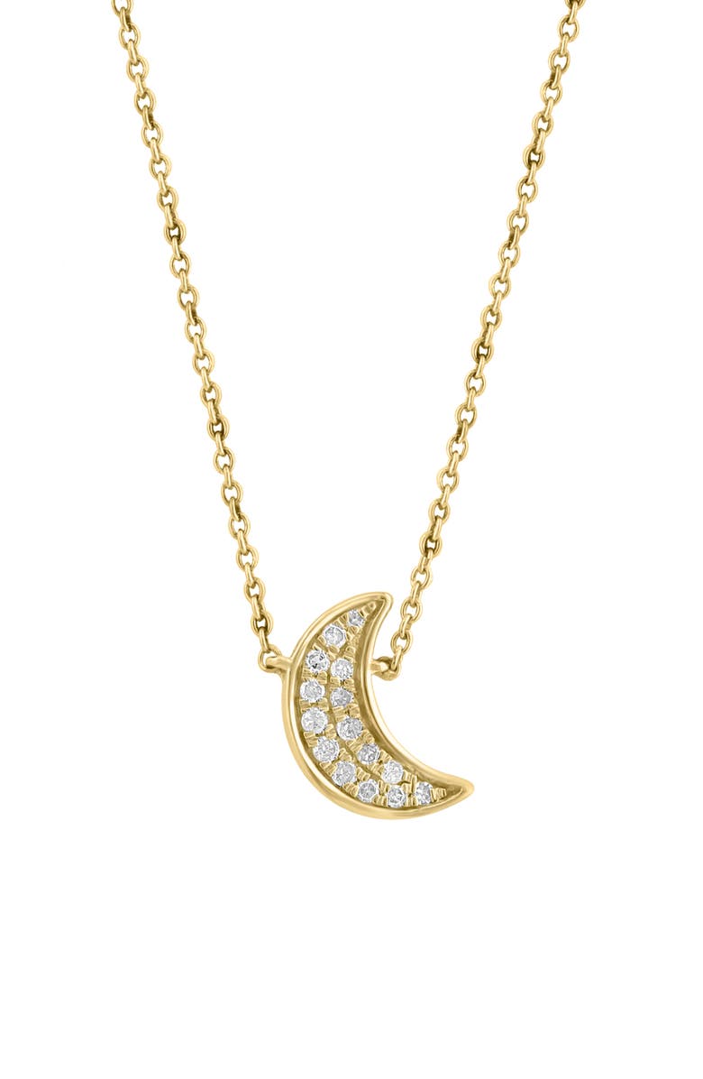 EFFY Yellow Gold Plated Sterling Silver Diamond Moon Necklace - 0.09 ctw, Main, color, Silver