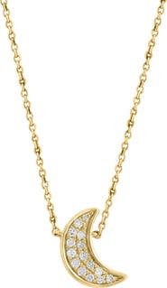 EFFY Yellow Gold Plated Sterling Silver Diamond Moon Necklace - 0.09 ctw