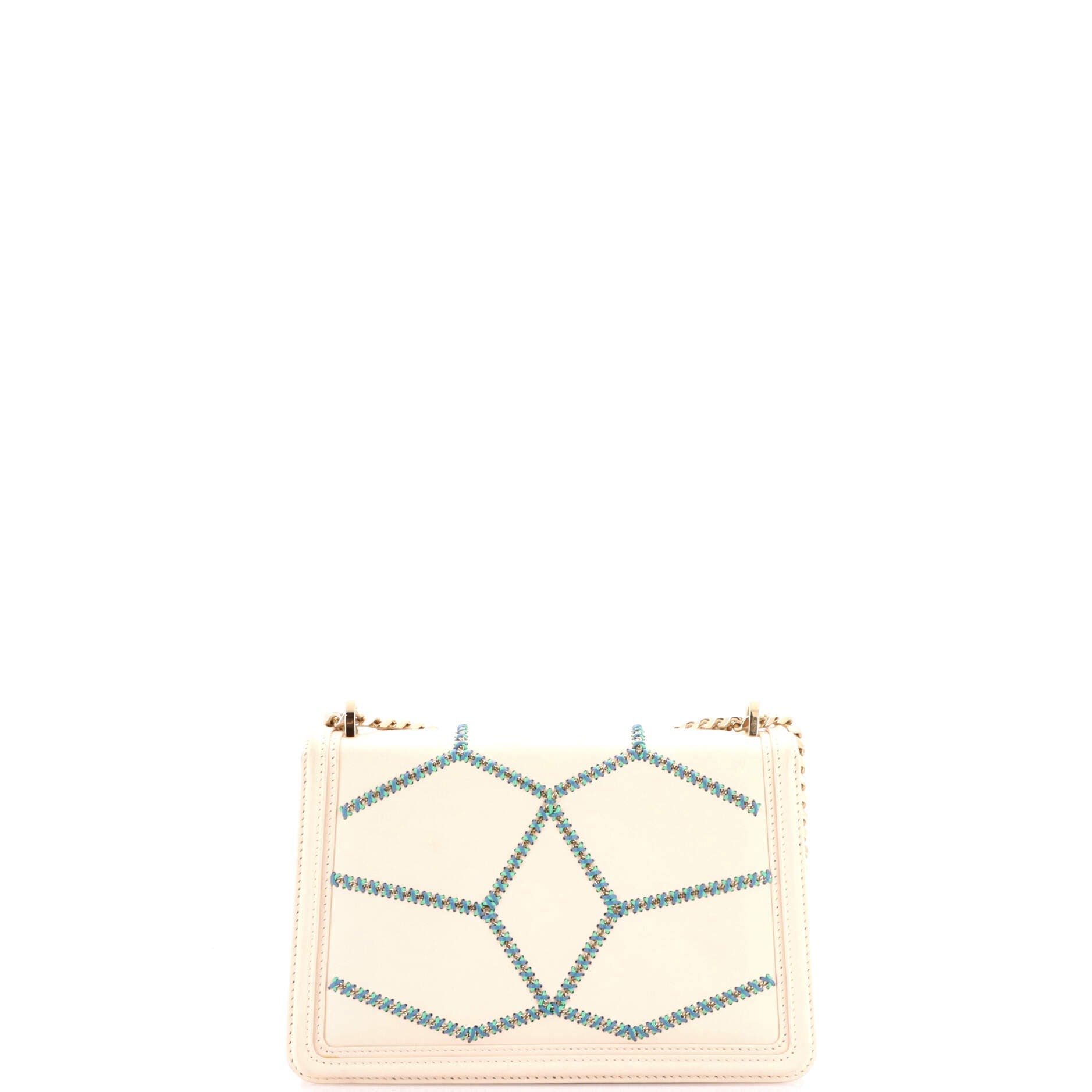 Serpenti Forever Shoulder Bag Whipstitched Leather Small, Alternate, color, White