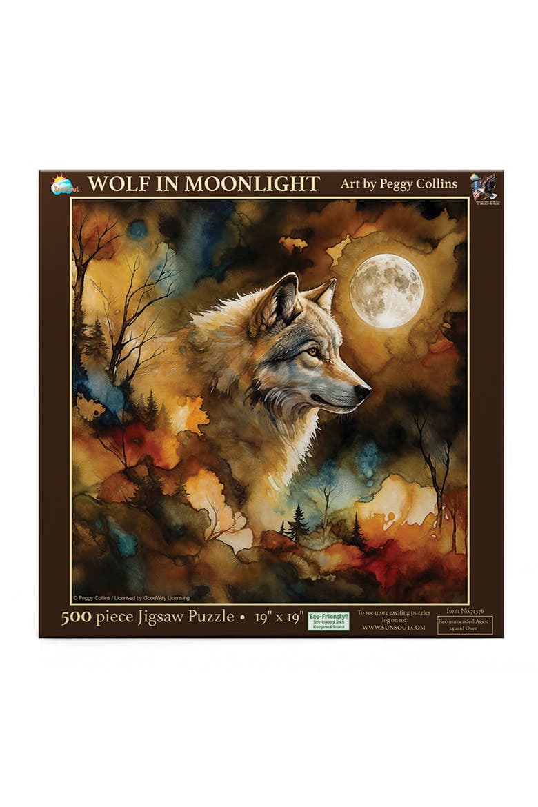 Wolf in Moonlight 500 piece Jigsaw Puzzle for Adults, Alternate, color, Multicolor