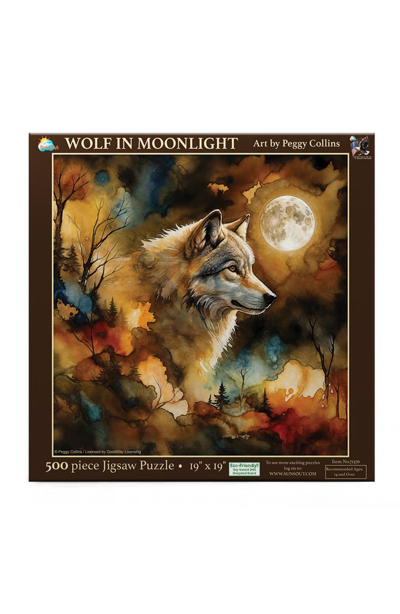 Sunsout Wolf in Moonlight 500 piece Jigsaw Puzzle for Adults, Alternate, color, Multicolor