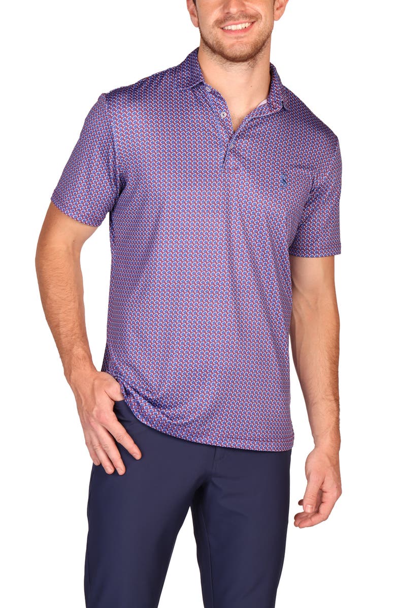 TailorByrd Football Print Performance Polo, Alternate, color, Burgundy