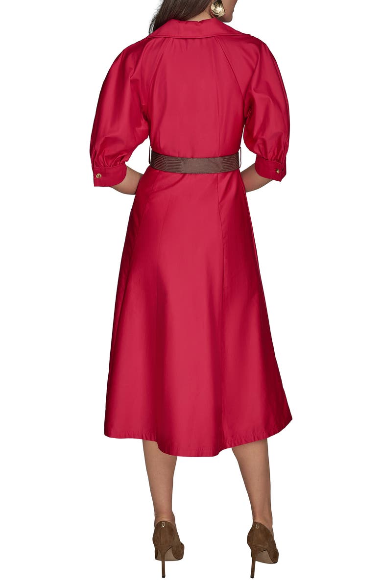 Donna Karan New York Cotton Sateen Midi Shirtdress, Alternate, color, Audacious