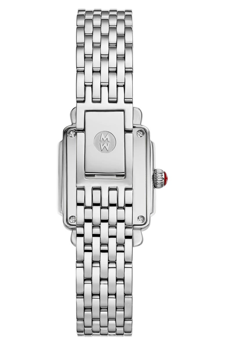 MICHELE Mini Deco Madison Two-Tone 18K Gold Plate Diamond Bracelet Watch, 23mm x 24mm, Alternate, color, Silver