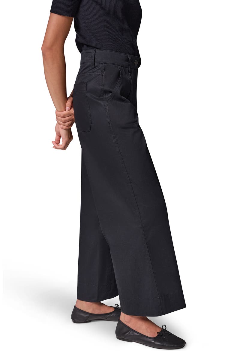 Pintucked Mid Rise Straight Leg Twill Crop Pants, Alternate, color, BLACK