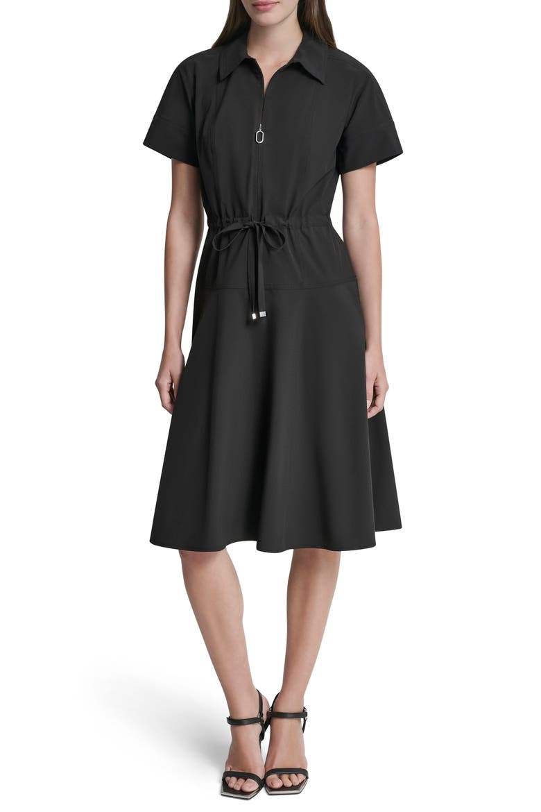 Commuter Fit and Flare Dress, Main, color, BLACK