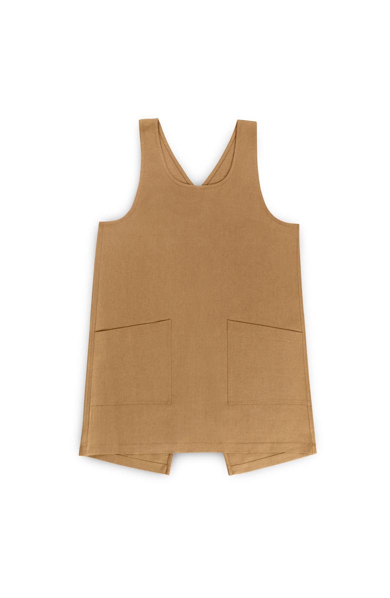 Solino Home Linen Apron 35 x 45 in for Dining Table, Holiday and Everyday Table Decor - Linen Smock Apron, Main, color, Tobacco Brown