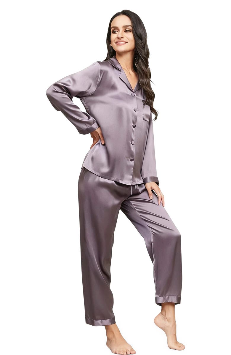 SILKSILKY Pure Silk Casual Button Up Women's Pajamas, Main, color,