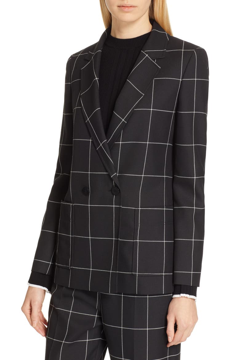 Ajanisa Windowpane Jacket, Alternate, color, BLACK
