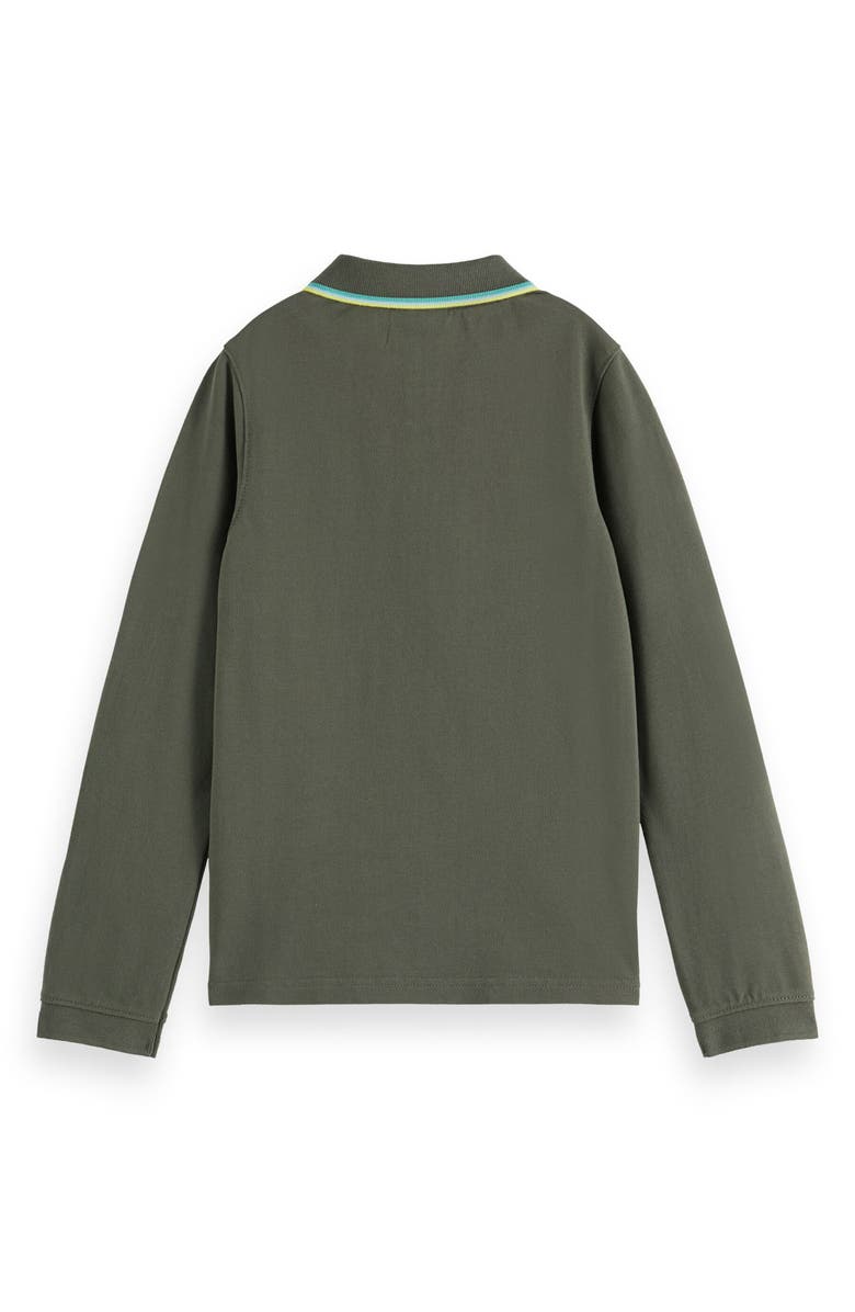 Scotch & Soda Kids' Long Sleeve Cotton Piqué Polo, Alternate, color, Thyme