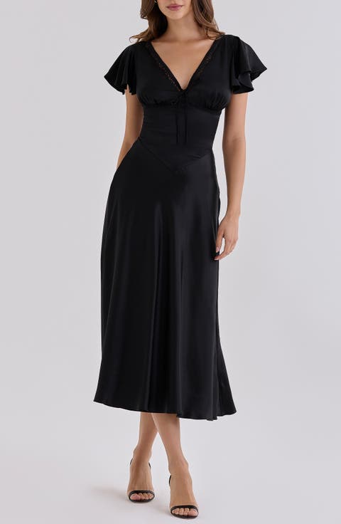 Ravella Silk V-Neck Midi Dress