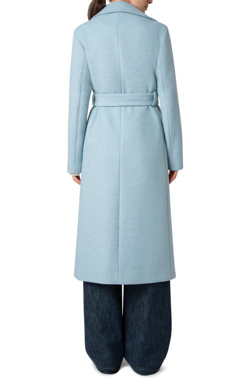 Akris Punto Belted Wool Blend Coat In Sky