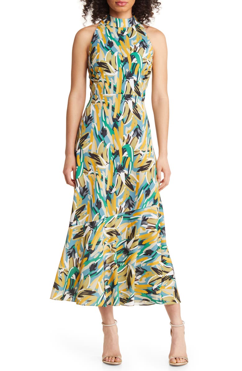 Sam Edelman Abstract Finger Paint Mock Neck Dress, Main, color, 