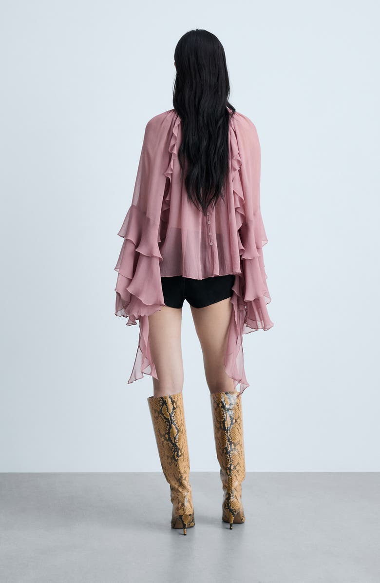 MANGO Cloe Lace-Up Leather Shorts, Alternate, color,