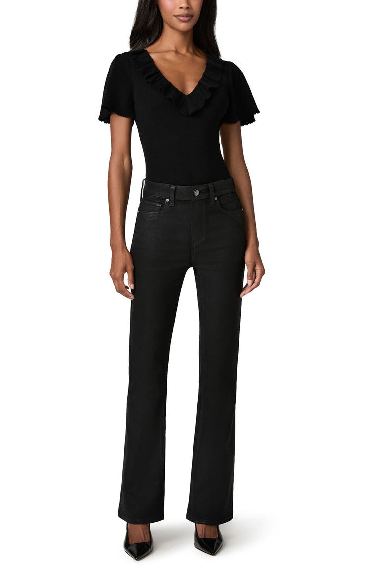 Inaya Ruffle V-Neck Top, Alternate, color, BLACK