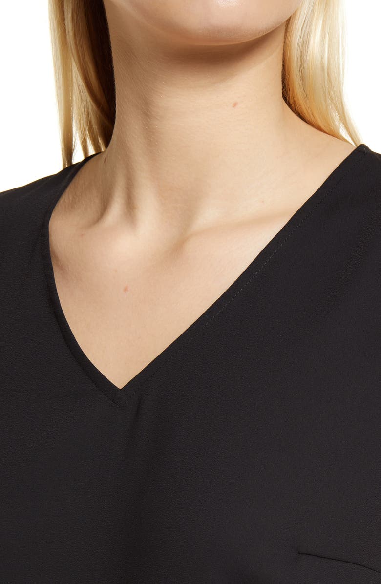 Ming Wang Sheer Hem Crêpe de Chine Tank Top, Alternate, color, Black