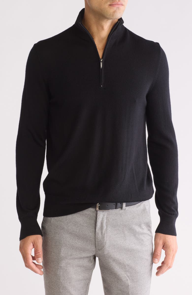 Brooks Brothers Merino Wool Quarter Zip Sweater, Main, color, 