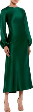 Mac Duggal Petite Crystal Embellished High Neck Satin Dress
