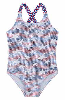 Kids' Red, White & Blue One-Piece Swimsuit
