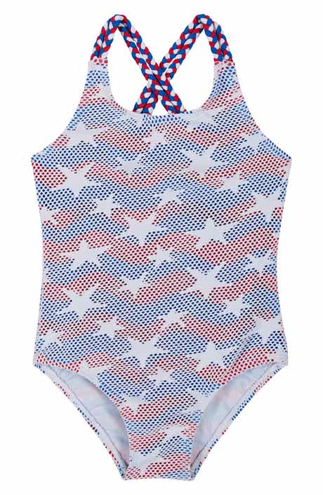 Kids' Red, White & Blue One-Piece Swimsuit