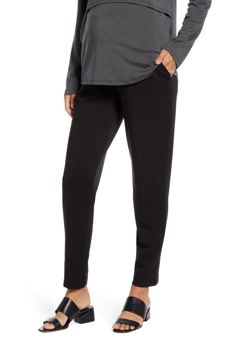 Ponte Knit Maternity Pants, Main, color, BLACK