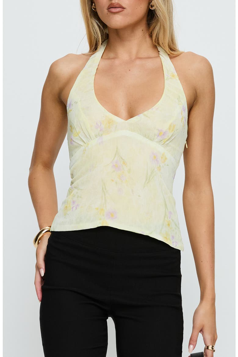 Dymond Print Halter Top, Main, color, YELLOW FLORAL