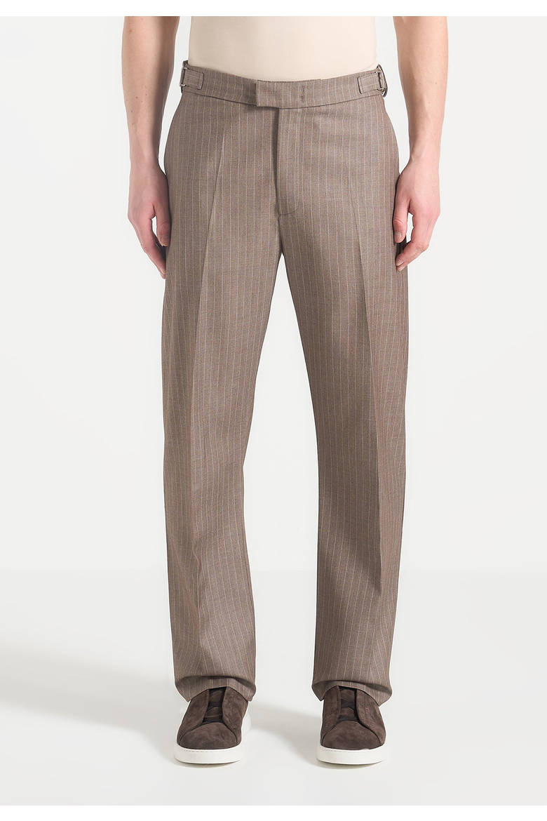 Joseph Pinstripe Regular Trousers, Alternate, color, Taupe