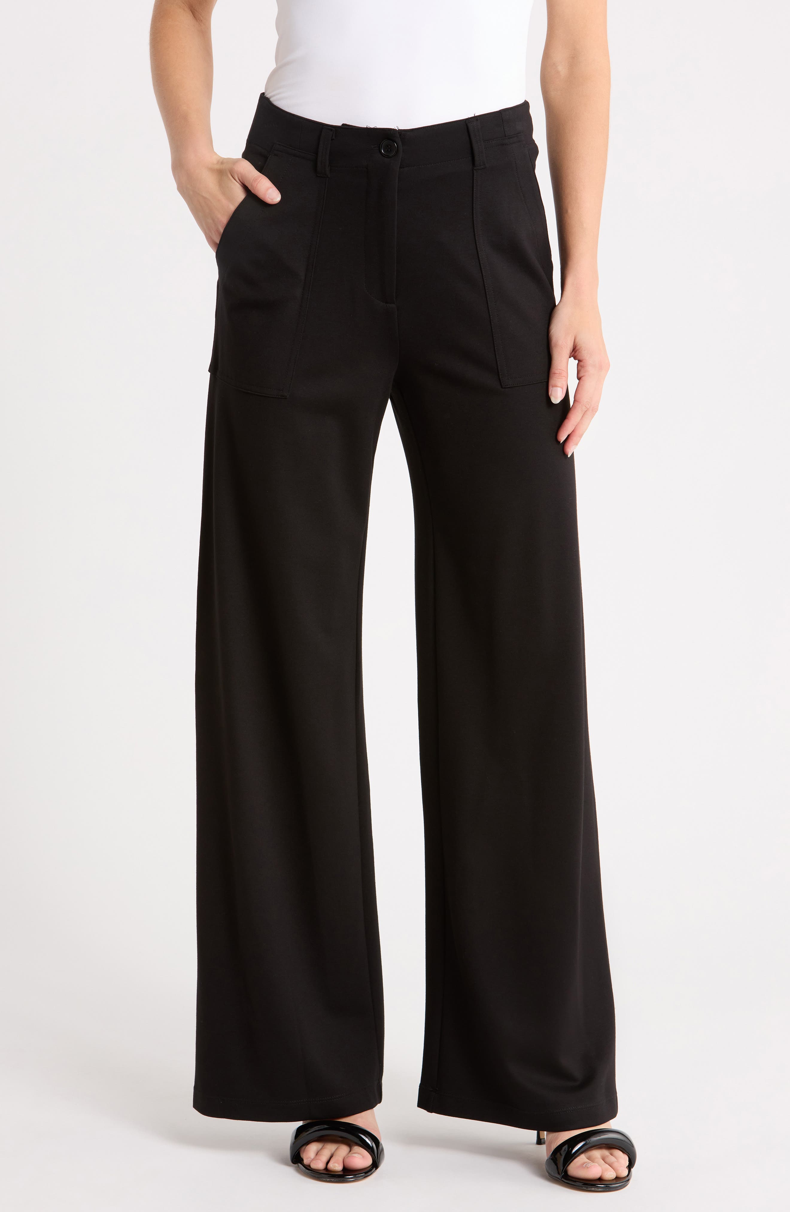 Ponte High Waist Wide Leg Pants