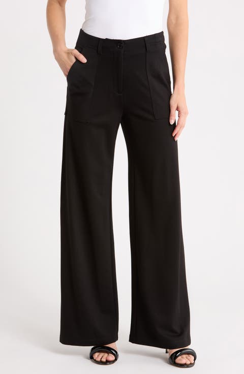 Ponte High Waist Wide Leg Pants