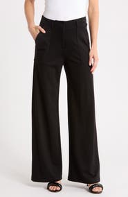 MAX STUDIO Ponte High Waist Wide Leg Pants