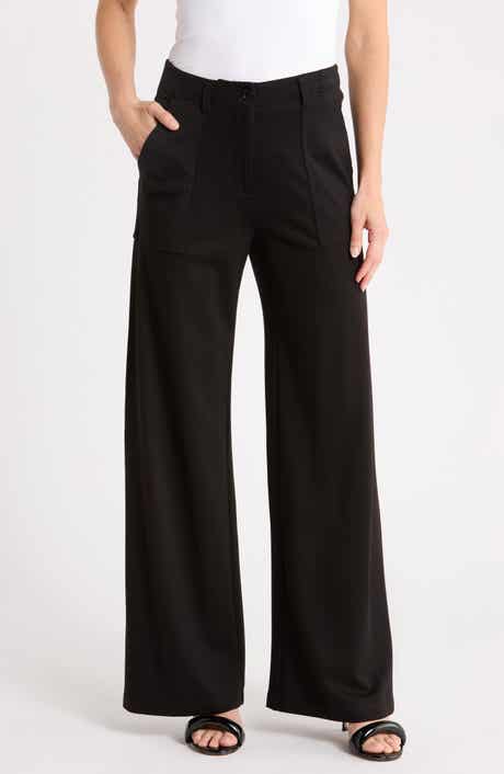 Ponte High Waist Wide Leg Pants