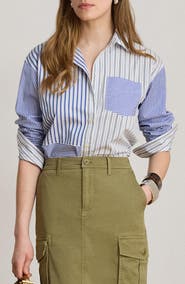 Lauren Ralph Lauren Mixed Stripe Cotton Button-Up Shirt