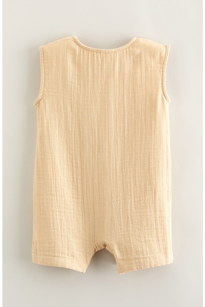 Cotton Gauze Henley Romper, Alternate, color, TAN SHORE
