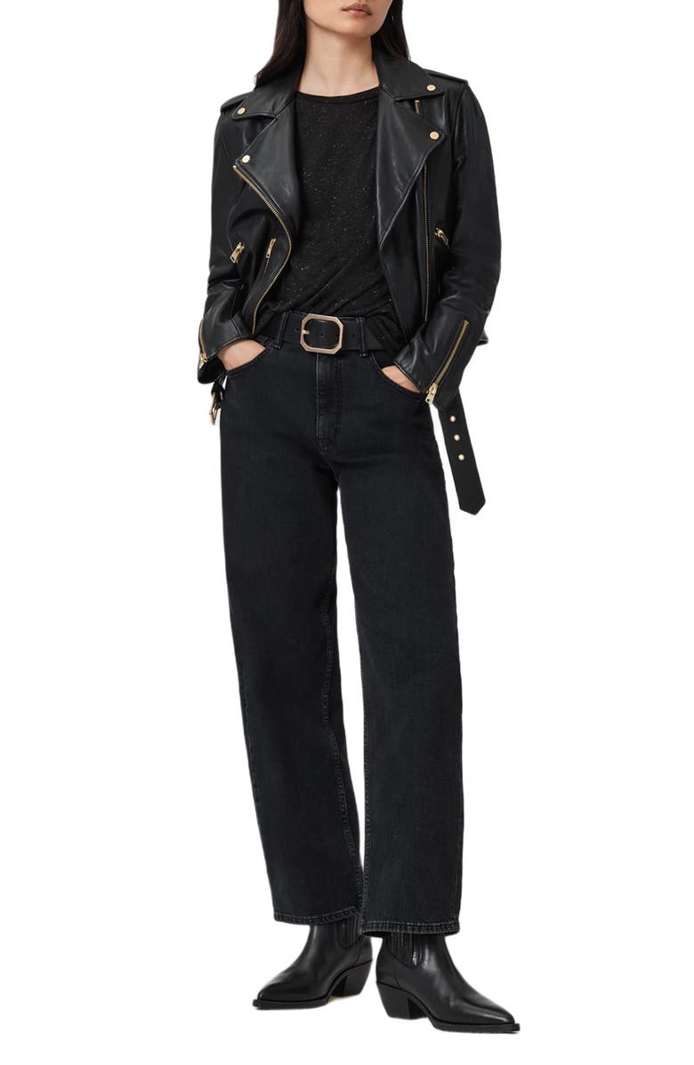 AllSaints Anna Shimmer T-Shirt, Alternate, color, Black