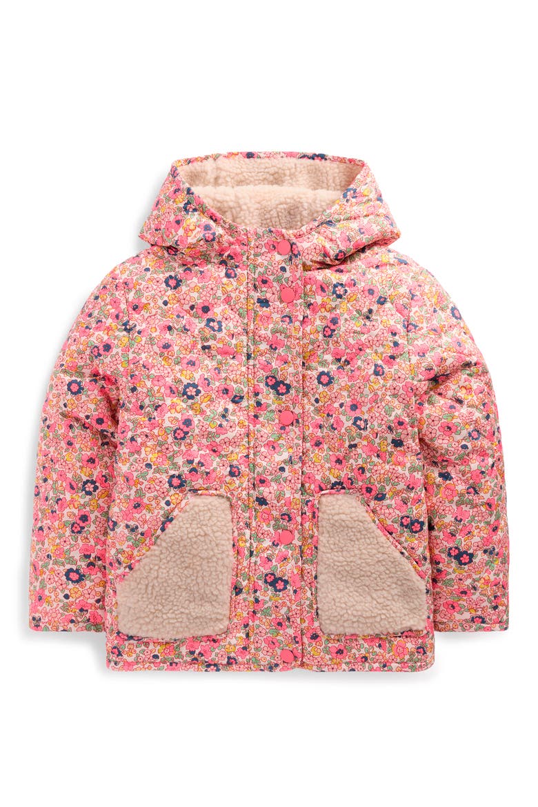 Kids' Borg Trim Padded Jacket, Main, color, PINK FLORAL