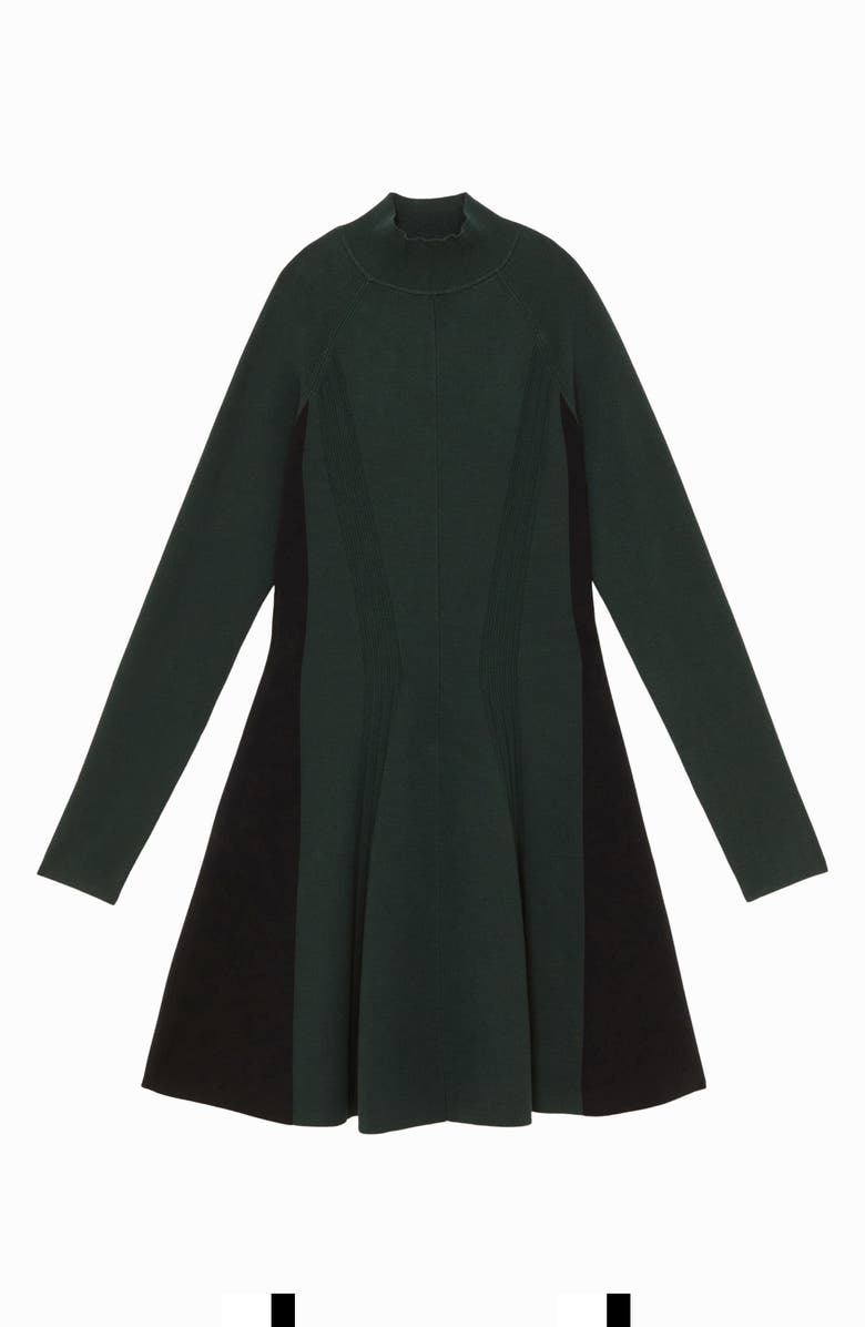 Reiss Zadie Mock Neck Long Sleeve Sweater Dress, Alternate, color, Green/Black