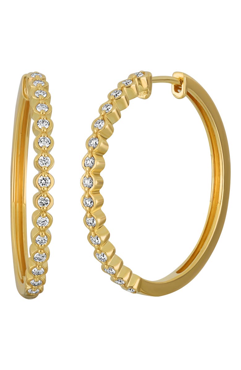 Bony Levy Large Florentine Diamond Hoop Earrings, Main, color, 18K Yellow Gold