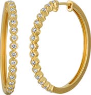 Bony Levy Large Florentine Diamond Hoop Earrings