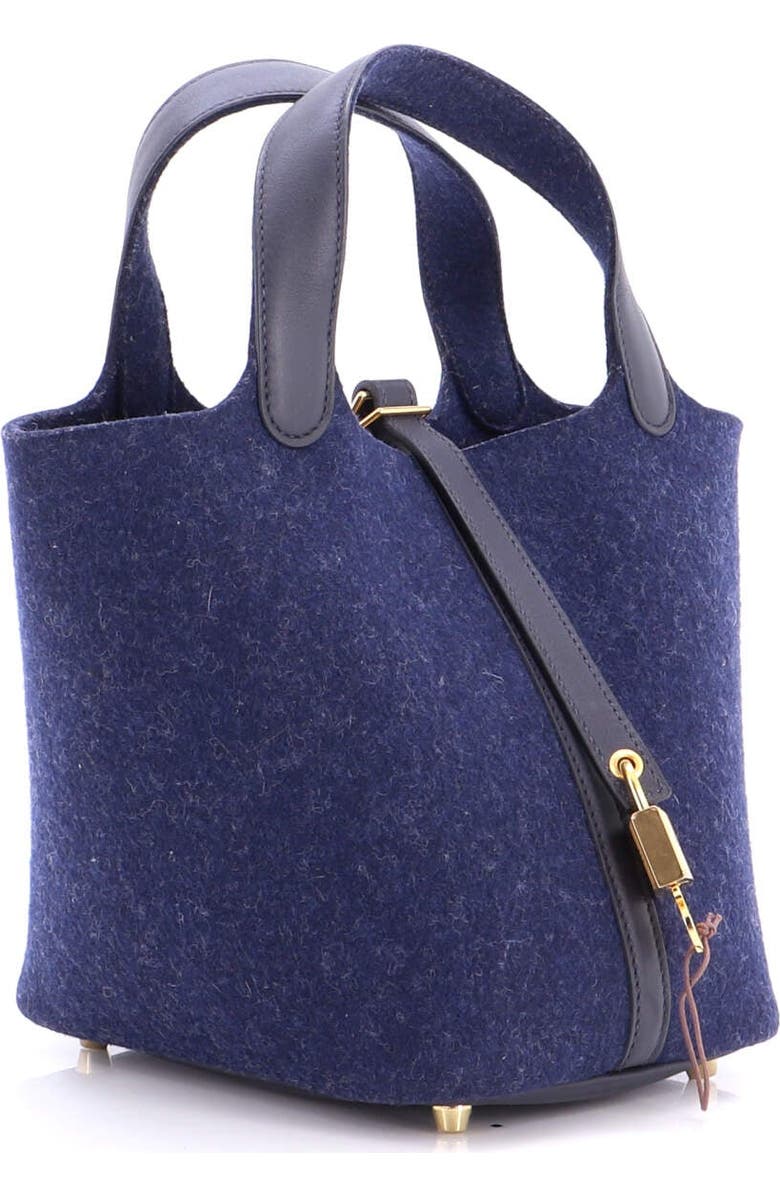 Pre-Owned Hermes Picotin Lock Bag Felt with Leather PM, Alternate, color, Bleu Nuit