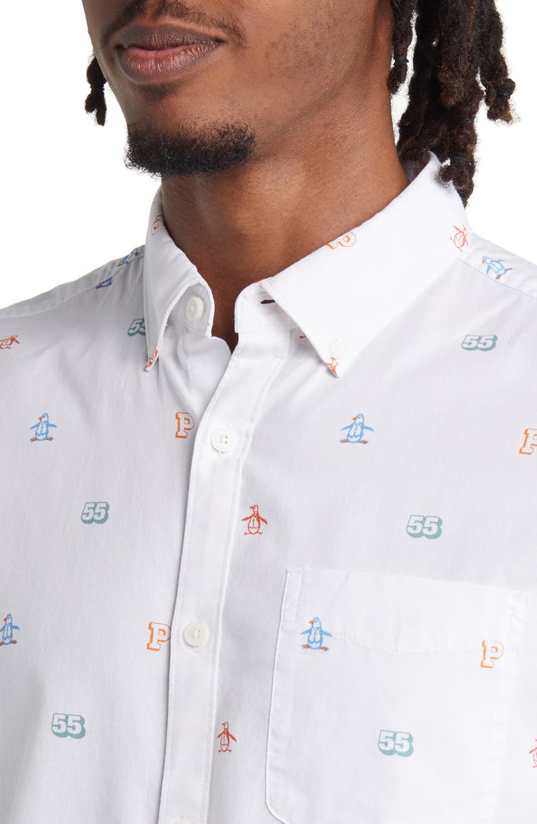 Original Penguin Mini Collegiate Print Slim Fit Oxford Button-Up Shirt, Alternate, color, 