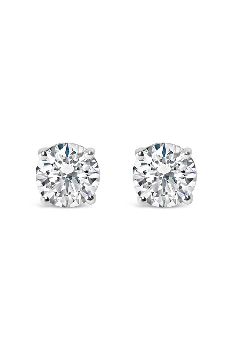 Certified 14K White Gold 1.0 Ctw Diamond Solitaire Stud Earrings, Main, color, White