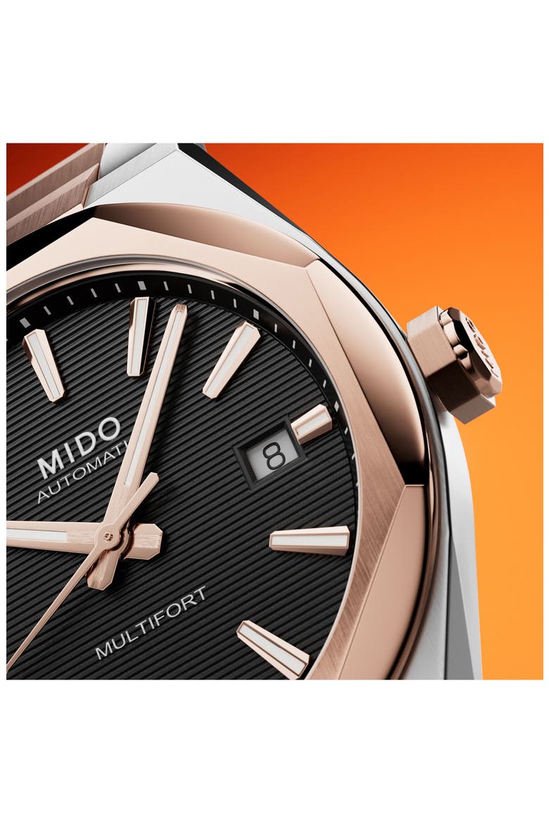 Multifort 8 One Crown Automatic Two-Tone Bracelet Watch, 40mm, Alternate, color, BLACK