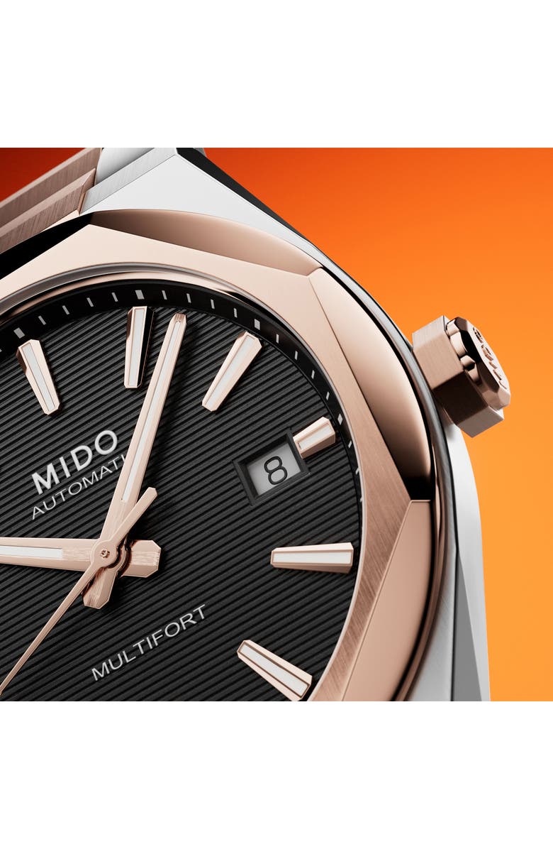 MIDO Multifort 8 One Crown Automatic Two-Tone Bracelet Watch, 40mm, Alternate, color, Black