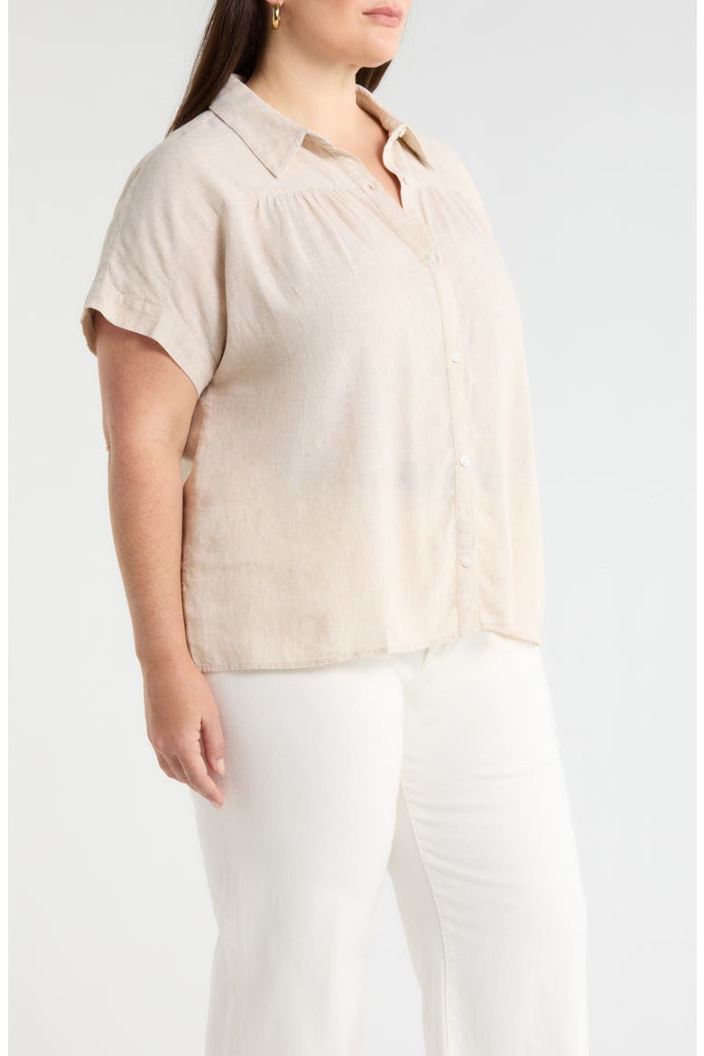 Linen Blend Button-Up Shirt, Alternate, color, FLAX