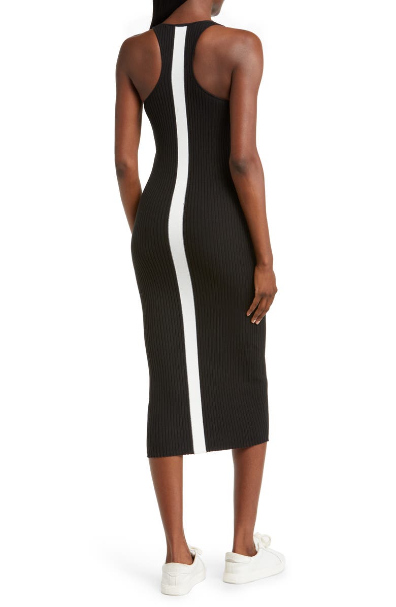 Blanc Noir Colorblock Stripe Ribbed Midi Sweater Dress, Alternate, color, 