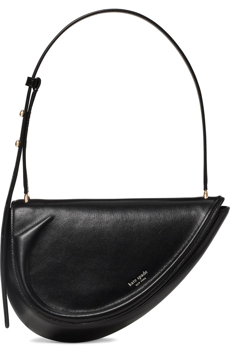 Kate Spade New York the spade fine grain leather shoulder bag, Main, color, Black