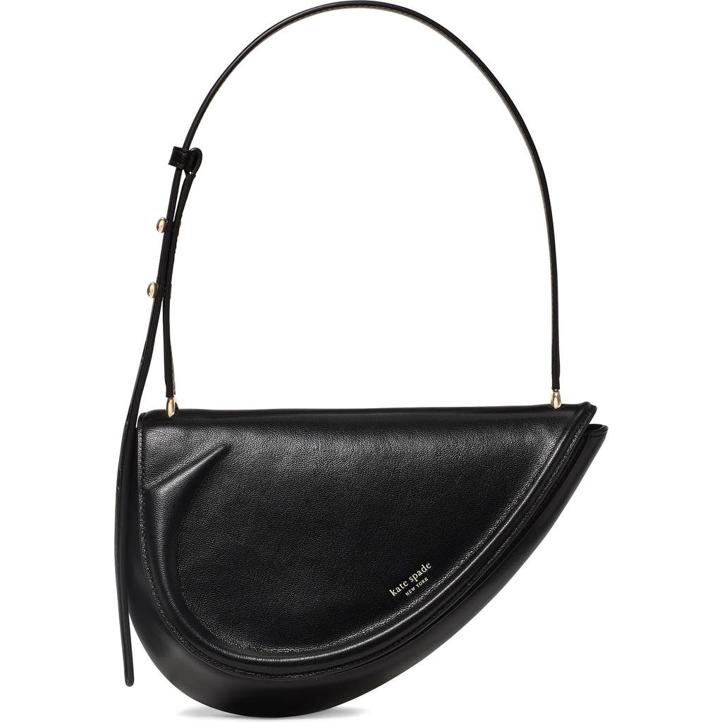 Kate Spade New York The Spade Fine Grain Leather Shoulder Bag In Black