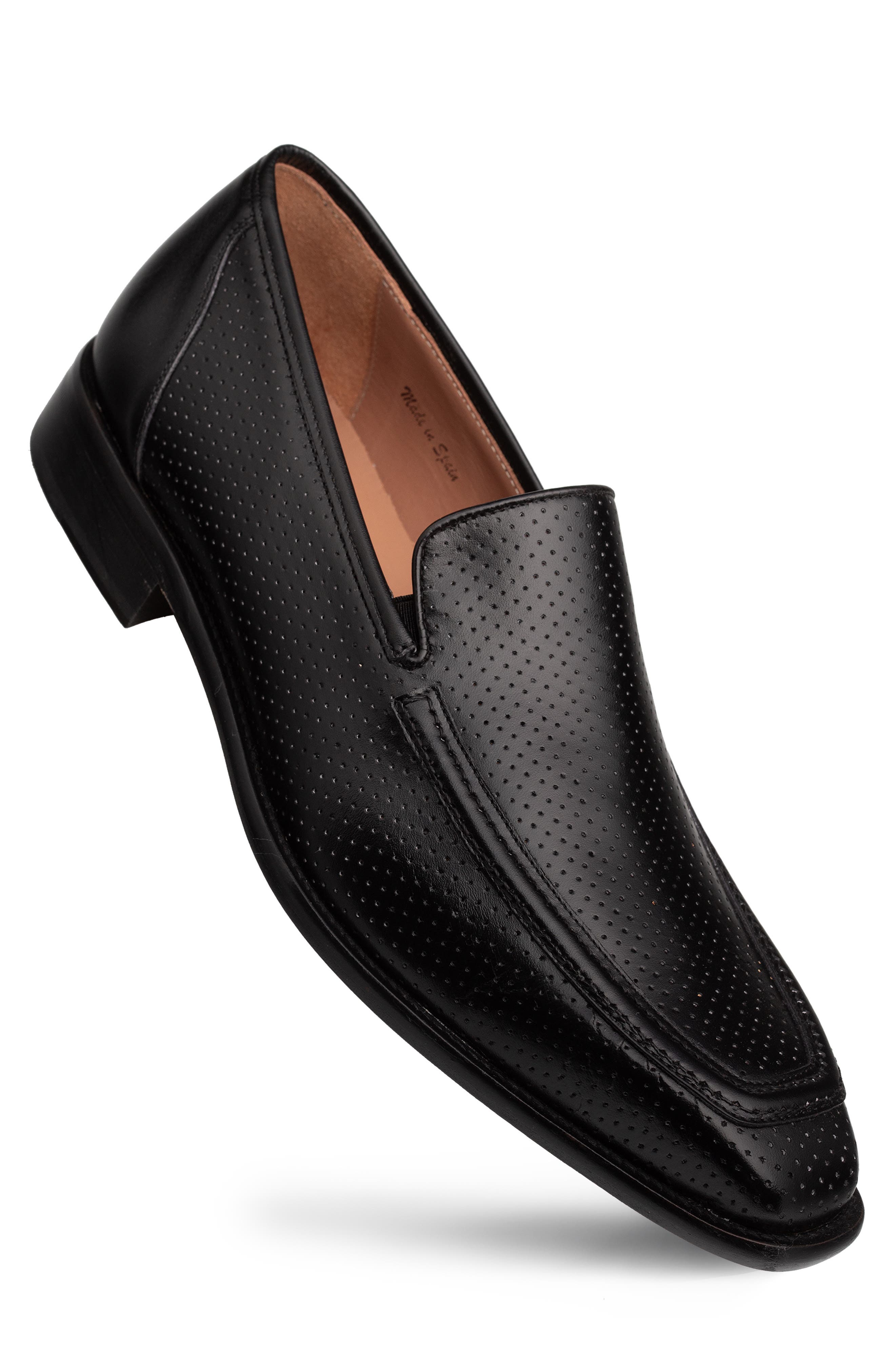 Mezlan Perforated Leather Loafer, Alternate, color, Black