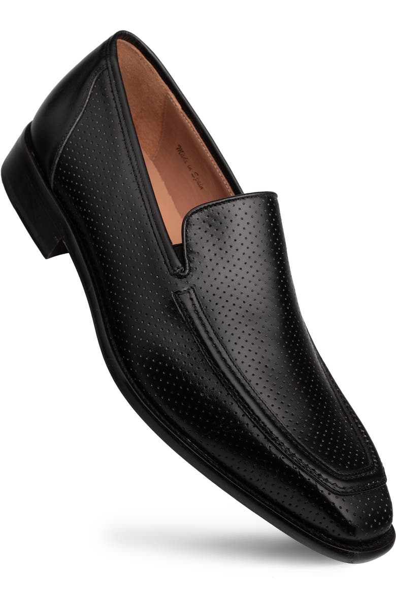 Mezlan Perforated Leather Loafer, Alternate, color, Black
